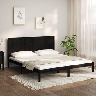 vidaXL Vidaxl - Estructura De Cama De Madera Maciza De Pino Negra 200x200 Cm