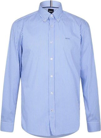 HUGO BOSS Herenoverhemd met verticale strepen, normale pasvorm (Pastelblauw)