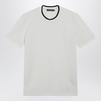 Dolce & Gabbana White technical piqu&eacute; cotton T-shirt with embroidery