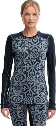 Helly Hansen Lifa Merino Midweight Graphic Long-Sleeve Crew - Dames - Outdoor shirts - Blauw - M - Wol - Fitness