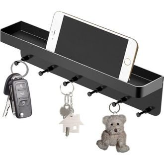 OEM Llavero De Pared Con Estante Y Seis Ganchos Para Un Almacenamiento Pr&aacute;ctico En La Oficina, La Cocina Y El Ba&ntilde;o - Crezuo