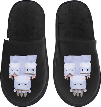 Generic Slippers Cute Tribal Hippo Family Home Slippers Comfy Washable Slipper For Guest Winter Women M