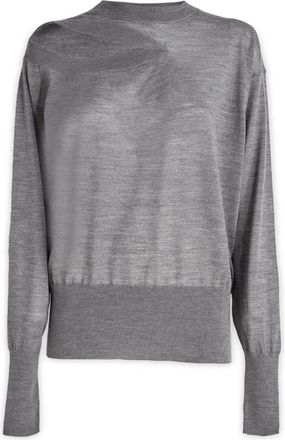 Stella McCartney Trui met ronde hals - Dames - Ronde hals truien - Grijs - M - Wol - Truien & Vesten