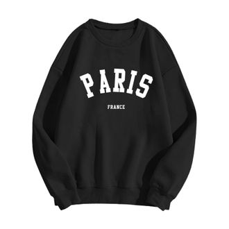 Generic Paris College Sweatshirt for Women Oversized Trendy Comfy Crewneck Sweatshirts Casual Graphic Pullover Tops Unisex 2024