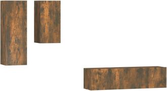 vidaXL Set De Muebles De Tv 4 Pzas Madera Contrachapada Roble Ahumado Vidaxl