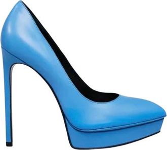 Saint Laurent Blue Leather Platform Heels Size 38