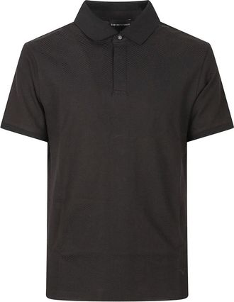 Emporio Armani Tops, Heren, Zwart, XL, Katoen, Textured Polo Shirt