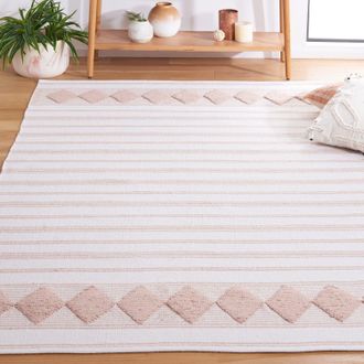 Safavieh Montauk Machine Made Area rug, Pink / Ivory Contemporary Style Easy Care