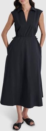DKNY Cutout Back Cotton Poplin Maxi Dress in Black at Nordstrom Rack, Size X-Large