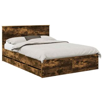 vidaXL Estructura De Cama Roble Ahumado 140 X 190 Cm Madera Ingenieril Vidaxl