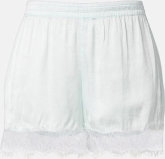 Poupette St Barth Doris lace-trimmed satin shorts