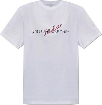 Stella McCartney Logo T-Shirt - Dames - T-shirts - Wit - S - Katoen - Tops