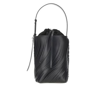 Emporio Armani Fringed cut leather bucket bag Woman One Size