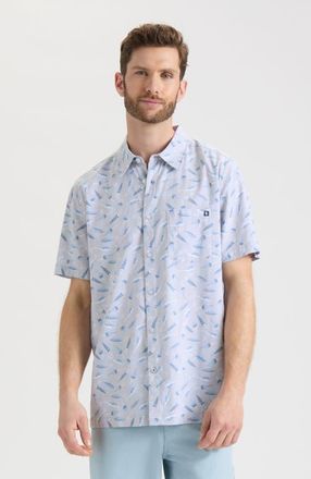 Salt Life Tempting Tackle Woven Short Sleeve Shirt in Cloud Grey at Nordstrom, Size X-Large