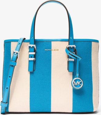 Michael Kors Quinn Small Striped Canvas Convertible Crossbody Bag
