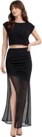 Liviana Conti Ribgebreide A-lijn Midi Rok - Dames - Maxi Rokken - Zwart - S - Rokken