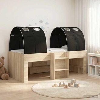 vidaXL Vidaxl Letto Con Tunnel 3 Pz Rovere Sonoma E Nero 98.5 X 200 Cm