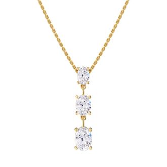 Diamond2Deal 14k Yellow Gold 2.15 Ct Oval Cut Lab Grown Diamond Pendant Drop Necklace 18