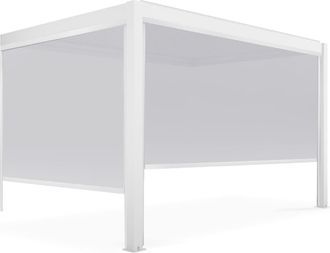 Oviala P&eacute;rgola bioclim&aacute;tica adosada blanca de 3x4m y 2 toldos