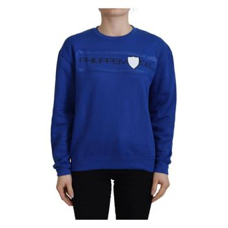 Philippe Model Trui met Lange Mouwen en Ronde Hals - Dames - Sweatshirts - Blauw - XS - Katoen - Hoodies & sweatvesten