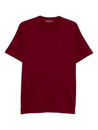 Gucci logo-embroidered crew-neck T-shirt - women - Polyester/Cotton - S