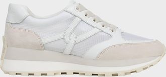 Veronica Beard Valentina Ripstop Mixed Leather Retro Sneakers