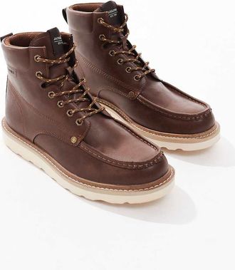 Jack & Jones Scarponcini in similpelle PU marroni con suola a contrasto-Marrone