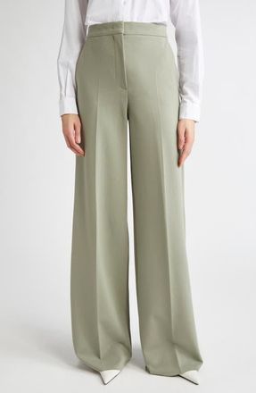 Max Mara Biada Jersey Wide Leg Pants in Sage Green at Nordstrom, Size 10