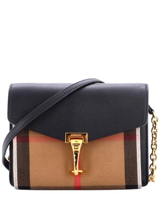 Burberry Black Leather & House Check Canvas Macken Crossbody Baby (Authentic Pre-Loved)