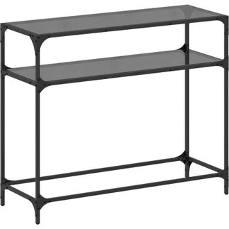 vidaXL Console Table with Black Glass Top98x35x81 cm Steel Vidaxl