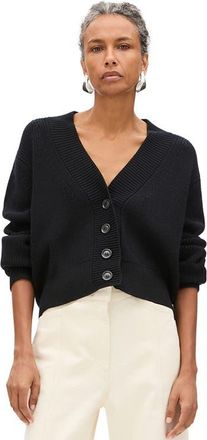 Another Tomorrow Rib Cropped Cardigan in Black at Nordstrom, Size X-Small It