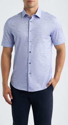 Bugatchi Miles OoohCotton Floral Short Sleeve Button-Up Shirt in Orchid at Nordstrom, Size Xx-Large