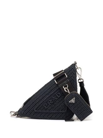 Prada raffia Triangle shoulder bag - Black