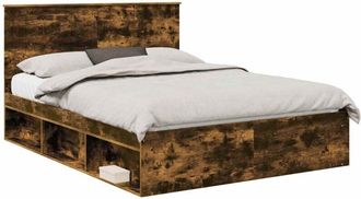 vidaXL Bed Frame Smoked Oak 150 x 200 cm Solid Pine Wood vidaXL