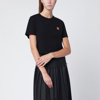 Maison Kitsun&eacute; T-shirt nera con patch logo