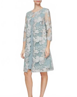 Alex Evenings Embroidered Mock Jacket Cocktail Dress In Gray