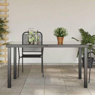 vidaXL Tavolo da Giardino Nero 150x90x74 cm in Alluminio e Vetro - Vidaxl