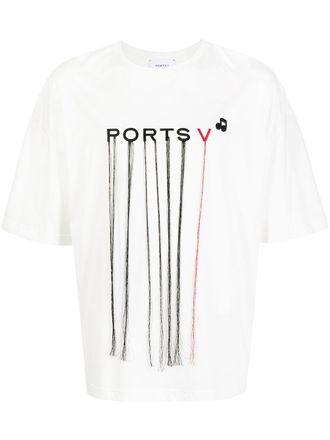 Ports V T-shirt met logoprint - Wit