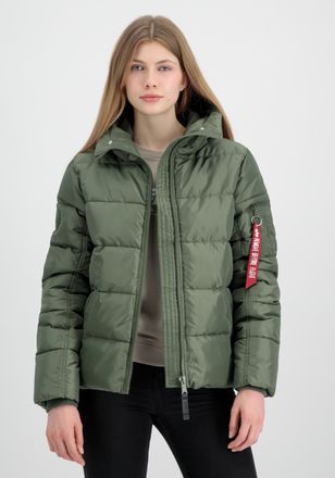 Alpha Industries Winterjacke ALPHA INDUSTRIES Hooded Puffer Alpha Women, Damen, Gr. XS, gr&uuml;n (sage, gr&uuml;n), Obermaterial: 100% Polyester; Futter: 100% Polyester; F&uuml;llun