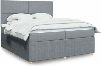 vidaXL Cama Box Spring Con Colch&oacute;n Tela Gris Claro 200x200 Cm Vidaxl