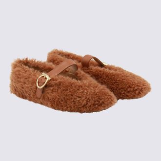 Ferragamo Shearling-Lined Flat - Brown