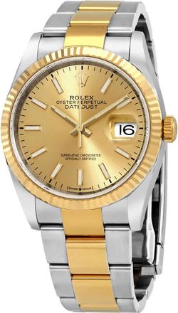Rolex Datejust 36 Champagne Dial Mens Stainless Steel and 18kt Yellow Gold Oyster Watch 126233CSO
