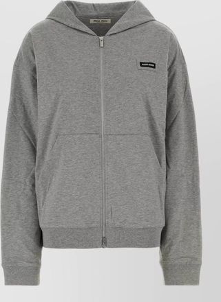 Miu Miu hooded sweatshirt long sleeves ribbed trims
