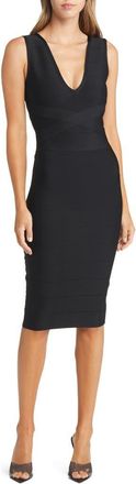 Bebe V-Neck Bandage Midi Dress in Black at Nordstrom Rack, Size X-Large