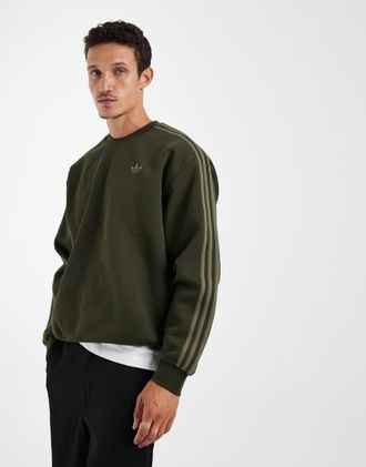 adidas Originals Adicolor 3 - Girocollo oversize cargo notte con strisce-Nero