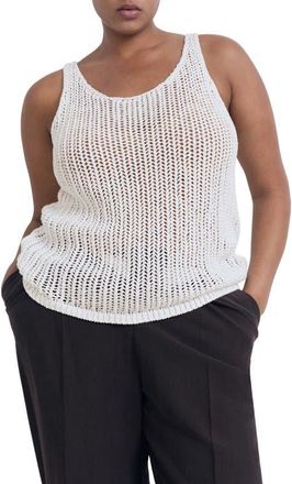 Mango Semisheer Crochet Tank Top in Off White at Nordstrom, Size X-Large