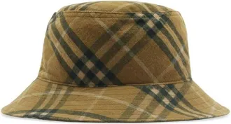 Burberry Mens Cotton Twill Check Bucket Hat, Size Small