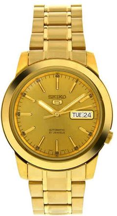 Seiko 5 Automatic Champagne Dial Yellow Gold-tone Mens Watch SNKE56