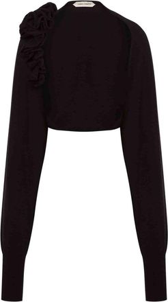 Alberta Ferretti Wool Silk Cashmere Cardigan - Dames - Ronde hals truien - Zwart - S - Wol - Truien & Vesten