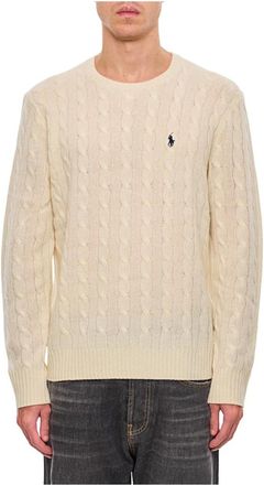 Polo Ralph Lauren Truien & Vesten, Heren, Wit, L, Wol, Kabel Gebreide Trui